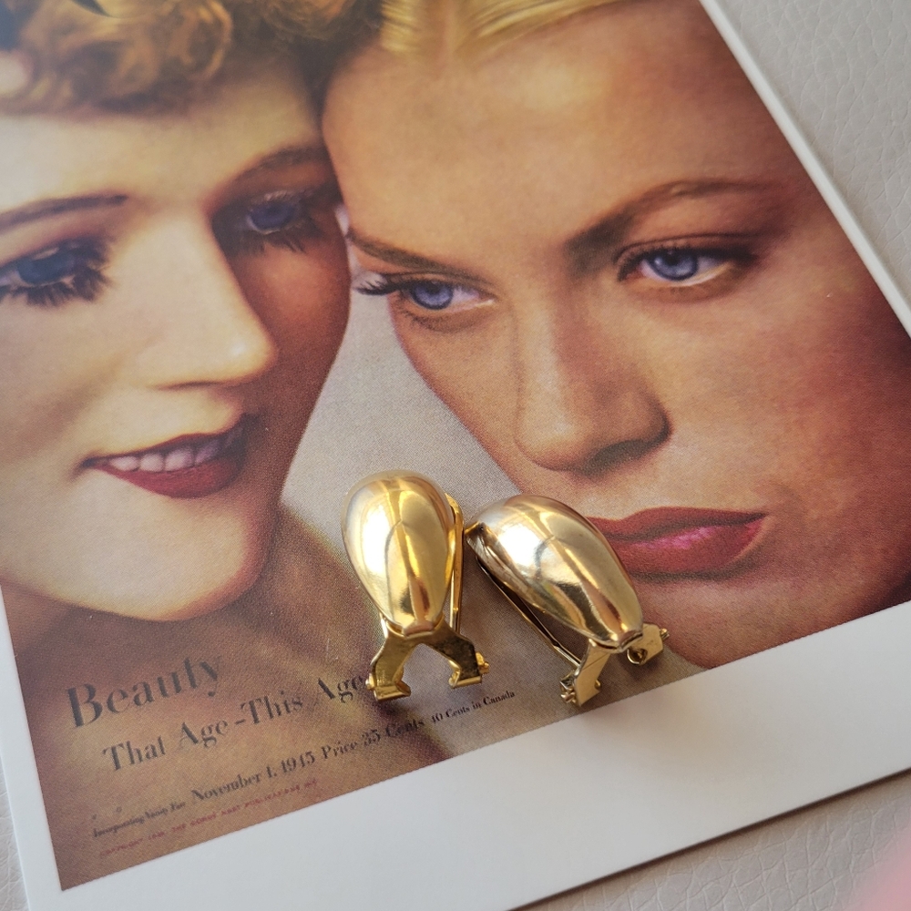 Vintage Monet Silver-tone & Unsigned Gold-tone Clip-On Earrings ~ 1970s? - Picture 2 of 16